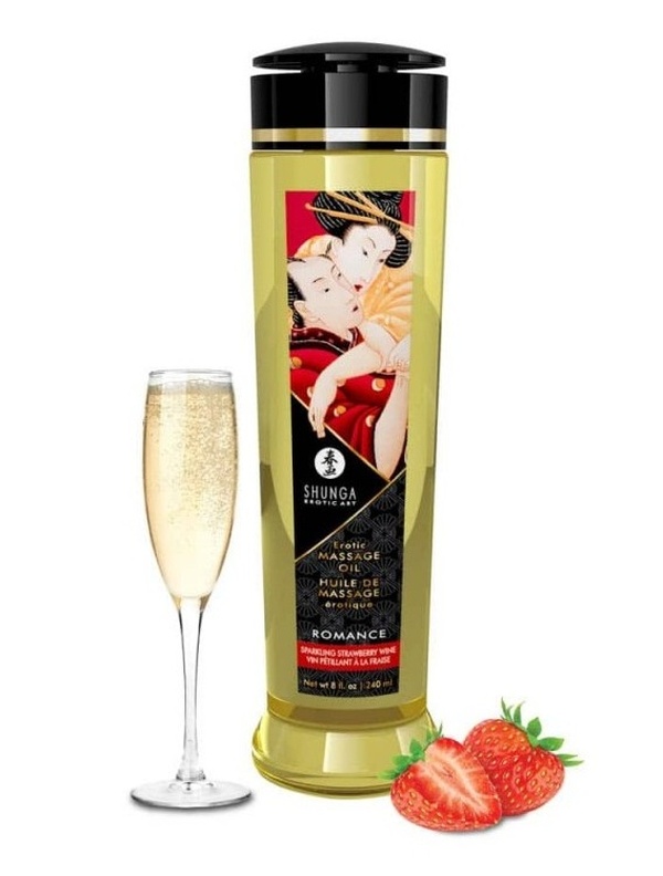 SHUNGA Romance Sparkling Strawberry Wine olejek do masażu 240 ml